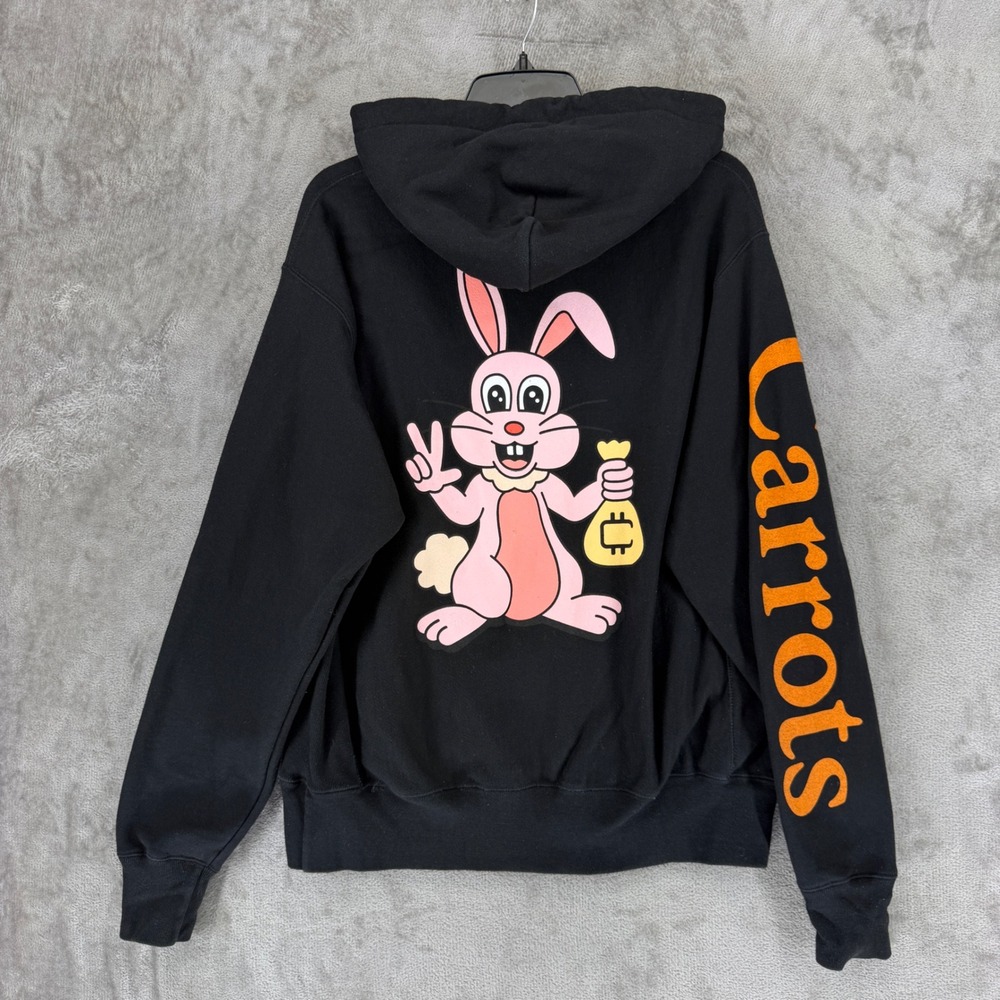 Champion x Carrots Hoodie Mens M Reverse Weave S101 Black Rabbit Money Bag EUC